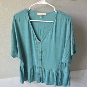 Teal Button-Up Blouse